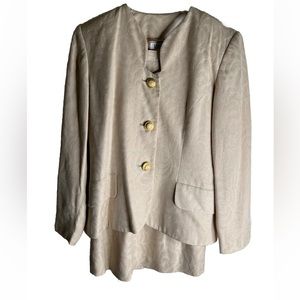 VTG Y2k Kasper ASL Skirt Suit 8 Ivory Brocade button Lined Career Classic Pocket